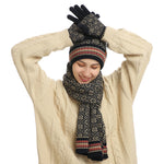 画像をギャラリービューアに読み込む, Three-piece knitted jacquard warm wool hat scarf gloves
