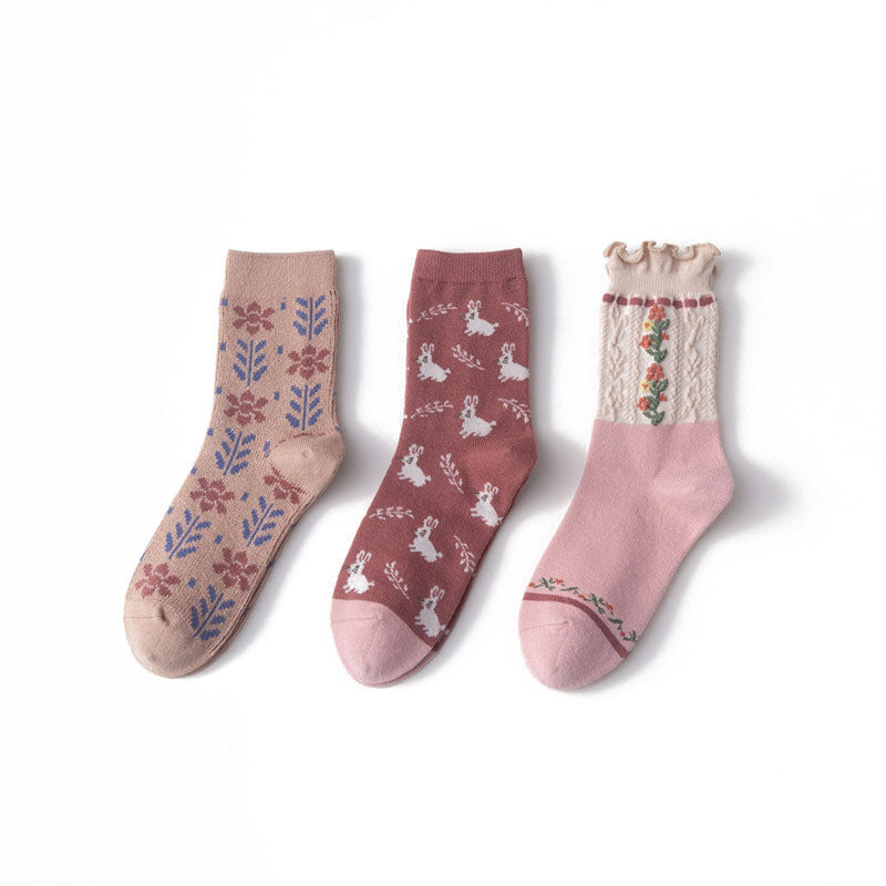 Women's wool embroidered soft and comfortable warm socks