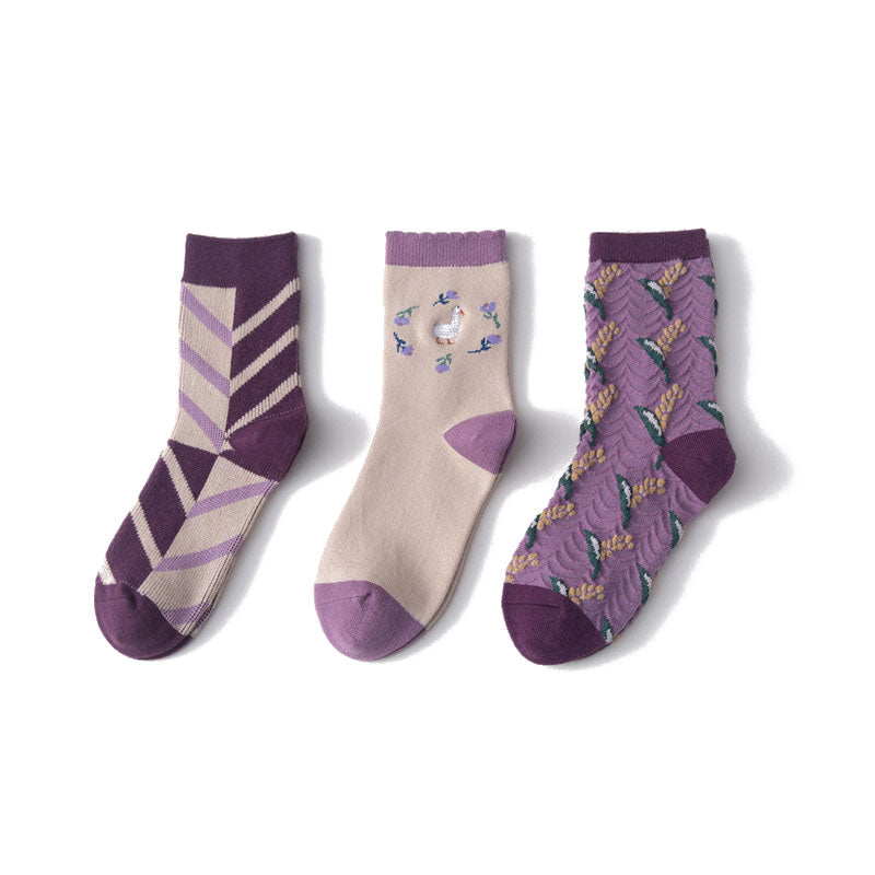 Women's wool embroidered soft and comfortable warm socks