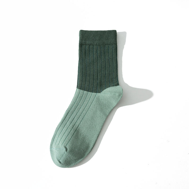 Advanced color-blocking men's business combed cotton anti-pilling socks