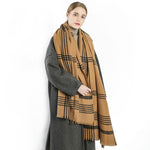 將圖片載入圖庫檢視器 Cashmere plaid woven padded shawl fringed scarf
