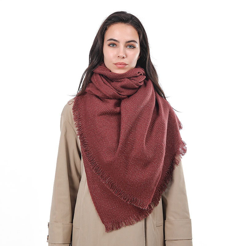 Solid color woven diamond back scarf