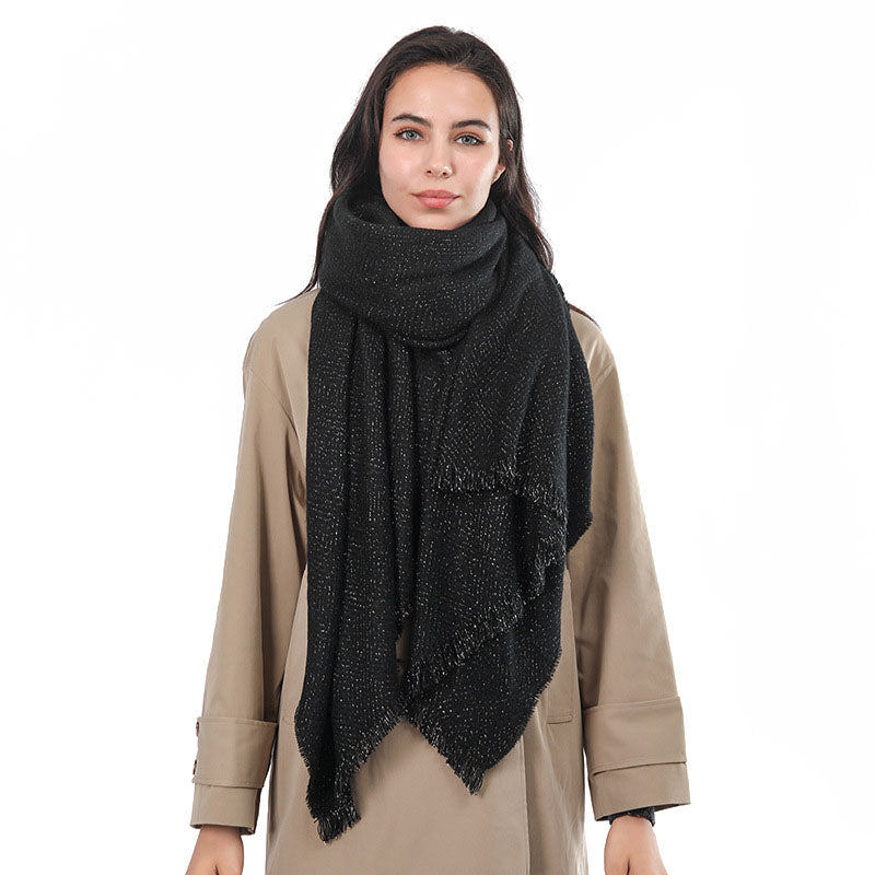 Solid color woven diamond back scarf